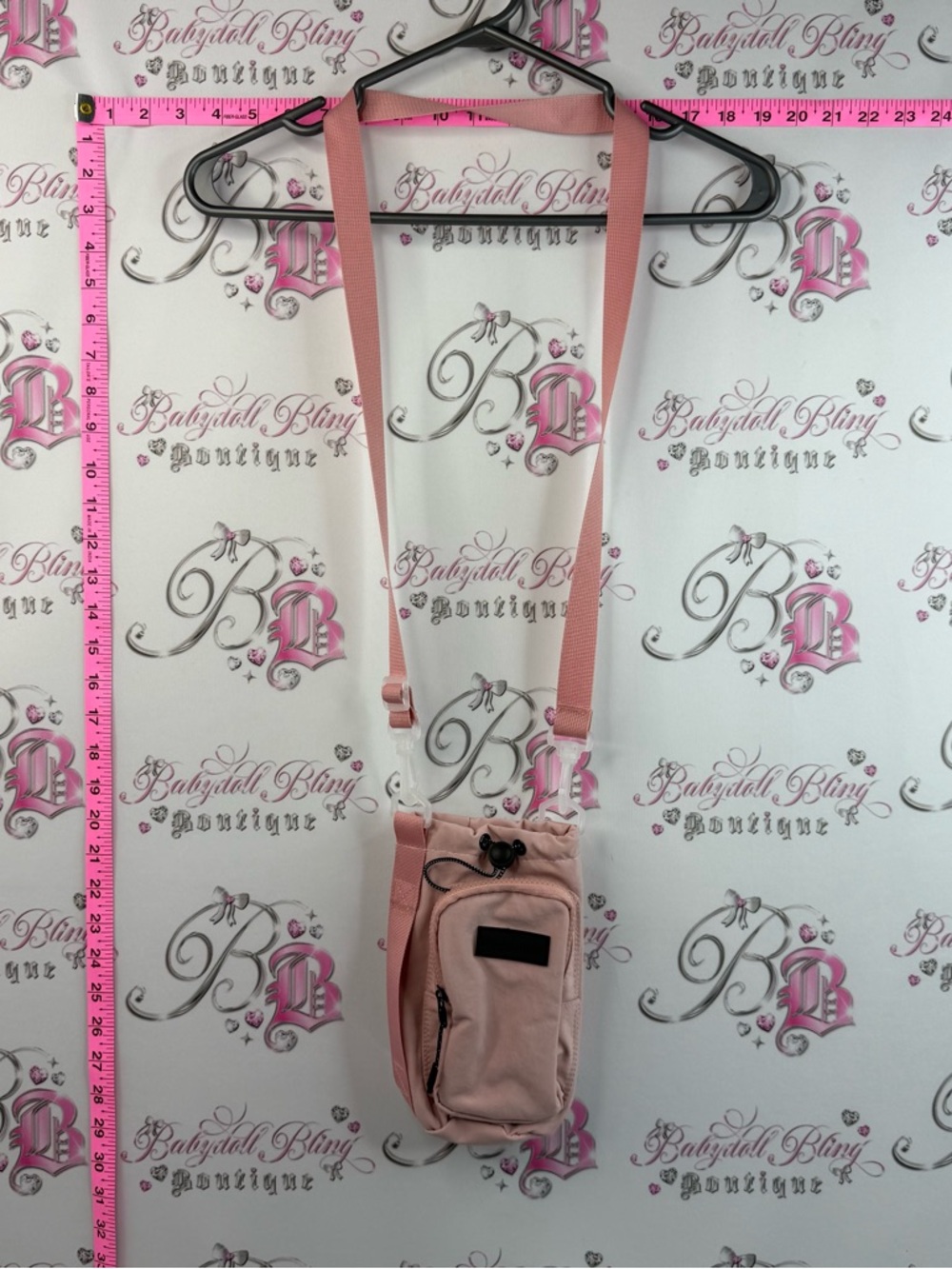 Bag Water Bottle Holder Pink Crossbody Phone Pouch with Front Pocket